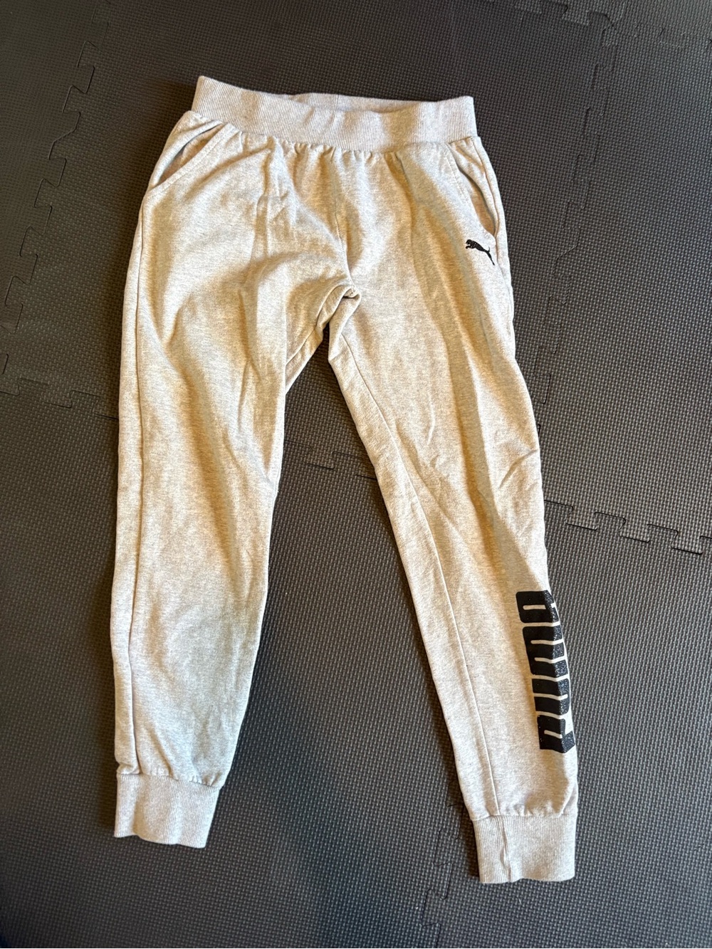 Puma Light Gray Logo Jogger Pants for Kids